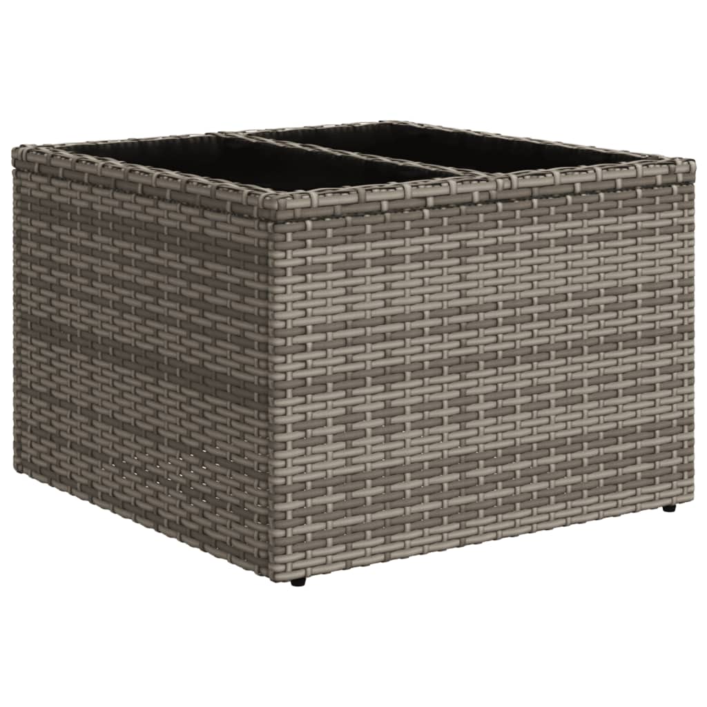 vidaXL Masă de grădină cu blat din sticlă, gri, 55x55x37 cm, poliratan vidaXL Masă de grădină cu blat din sticlă, gri, 55x55x37 cm, poliratan