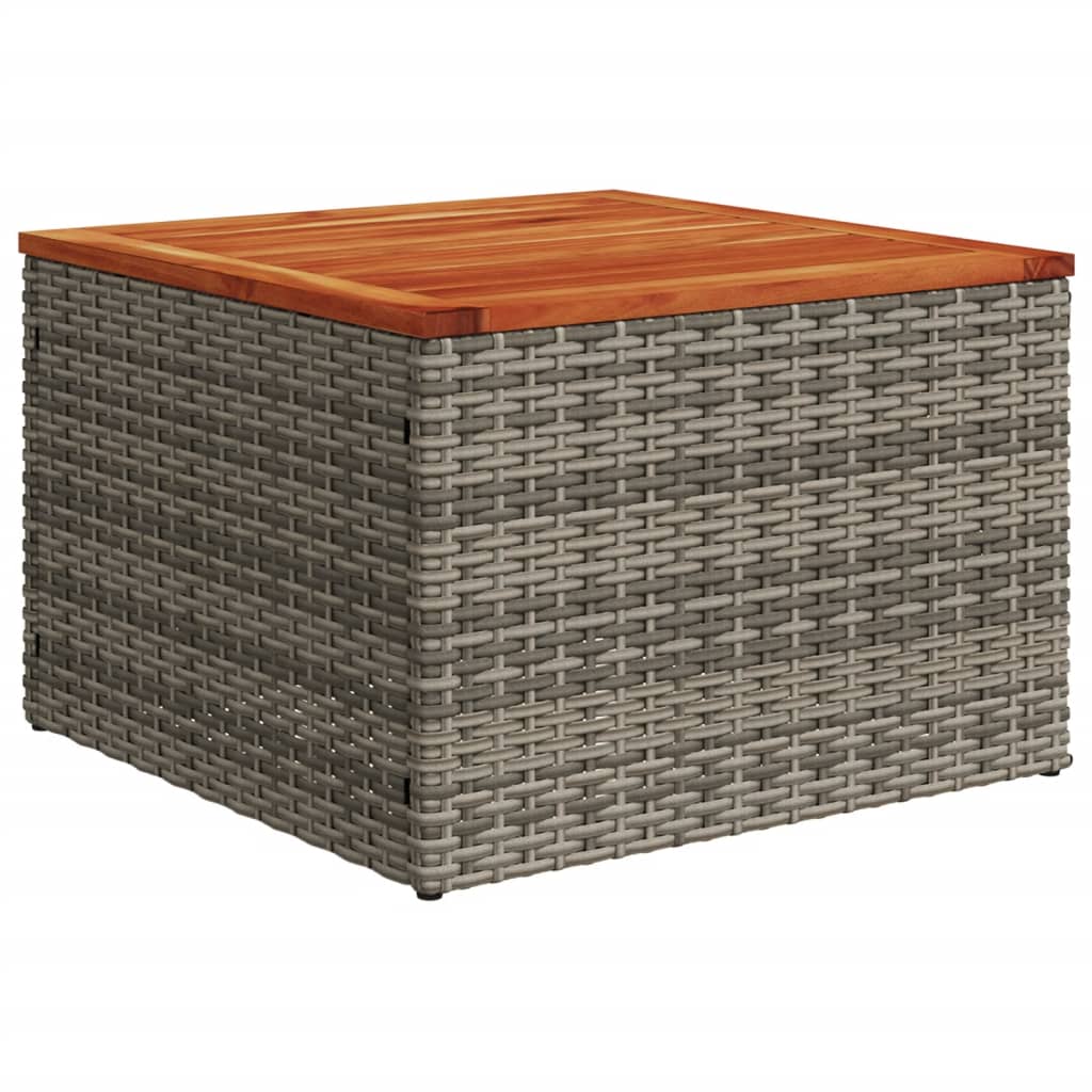vidaXL Masă de grădină, gri, 55x55x37 cm, poliratan și lemn acacia vidaXL Masă de grădină, gri, 55x55x37 cm, poliratan și lemn acacia