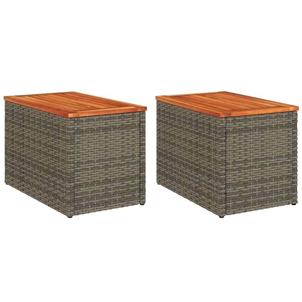 vidaXL Mese laterale de grădină 2 buc. gri 55x34x37cm lemn/poliratan vidaXL Mese laterale de grădină 2 buc. gri 55x34x37cm lemn/poliratan