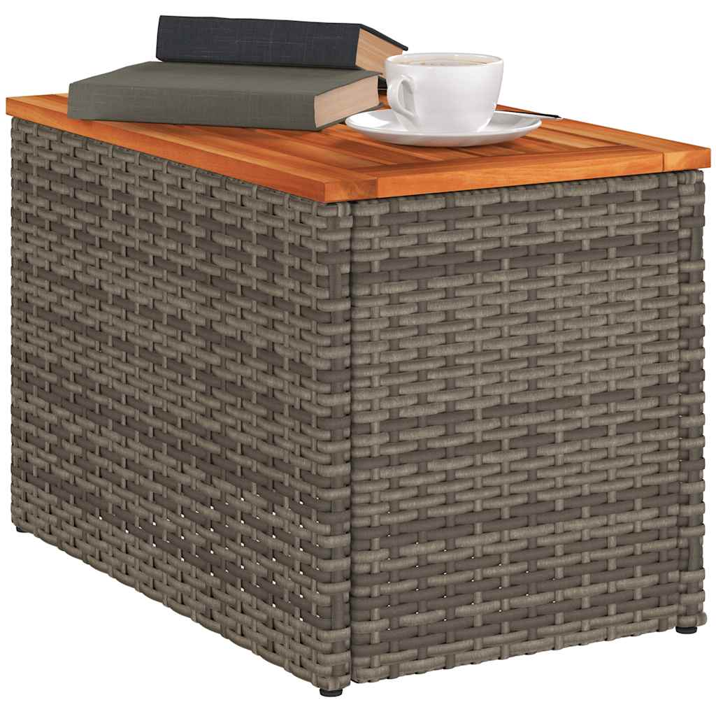vidaXL Mese laterale de grădină 2 buc. gri 55x34x37cm lemn/poliratan vidaXL Mese laterale de grădină 2 buc. gri 55x34x37cm lemn/poliratan