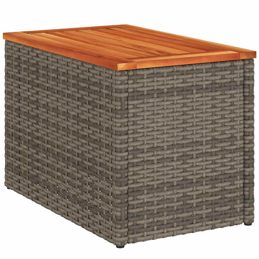 vidaXL Mese laterale de grădină 2 buc. gri 55x34x37cm lemn/poliratan vidaXL Mese laterale de grădină 2 buc. gri 55x34x37cm lemn/poliratan