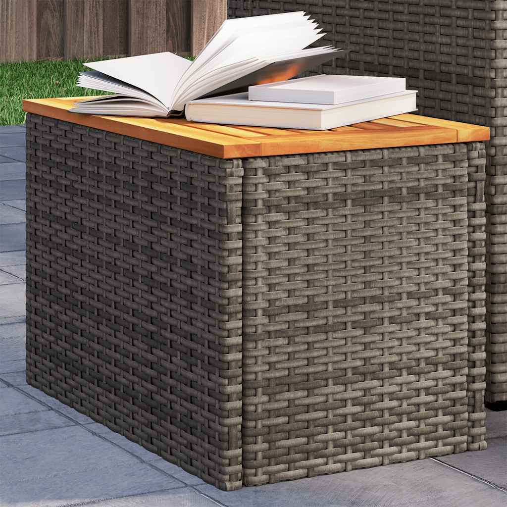 vidaXL Mese laterale de grădină 2 buc. gri 55x34x37cm lemn/poliratan vidaXL Mese laterale de grădină 2 buc. gri 55x34x37cm lemn/poliratan