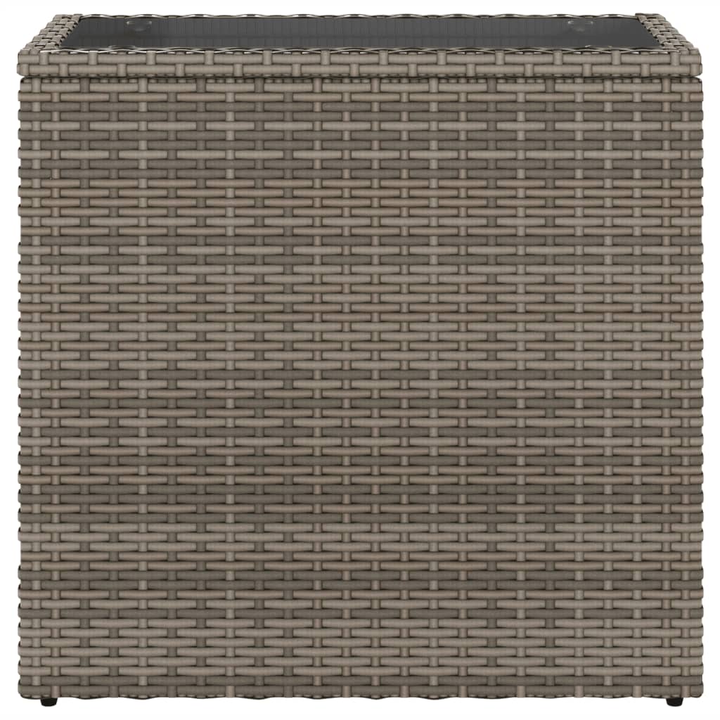 vidaXL Masă laterală grădină, blat sticlă, gri 58x27,5x55 cm poliratan vidaXL Masă laterală grădină, blat sticlă, gri 58x27,5x55 cm poliratan
