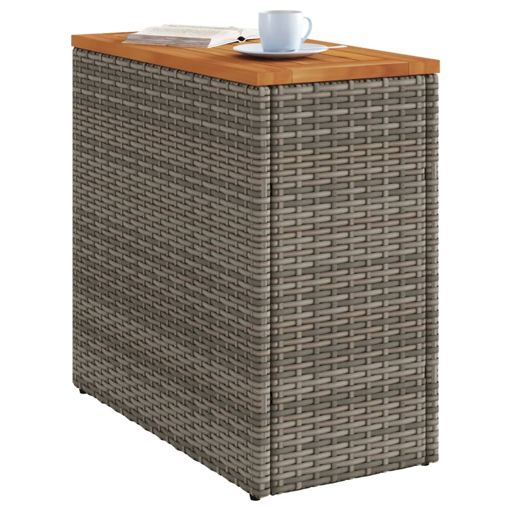 vidaXL Masă laterală de grădină blat lemn gri 58x27,5x55 cm poliratan