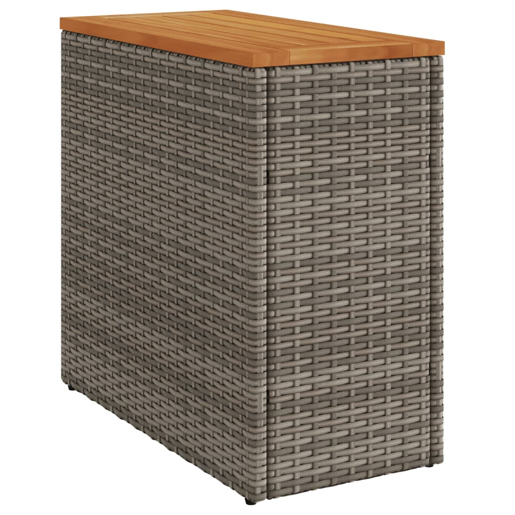 vidaXL Masă laterală de grădină blat lemn gri 58x27,5x55 cm poliratan