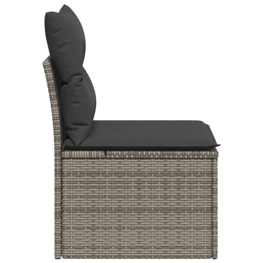 vidaXL Fotoliu de grădină fără cotiere, cu perne, gri, poliratan vidaXL Fotoliu de grădină fără cotiere, cu perne, gri, poliratan