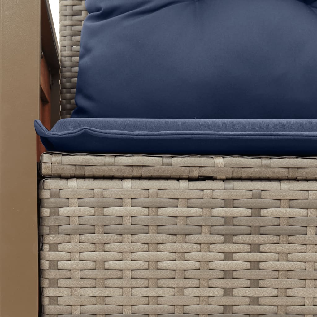 vidaXL Canapea de grădină cu 2 locuri, gri, din poliratan, cu perne