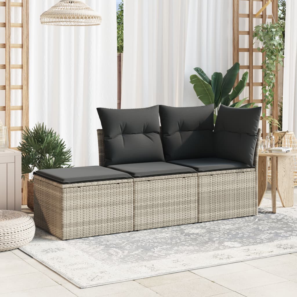 vidaXL Taburet de grădină cu pernă gri deschis, 55x55x37 cm, poliratan vidaXL Taburet de grădină cu pernă gri deschis, 55x55x37 cm, poliratan