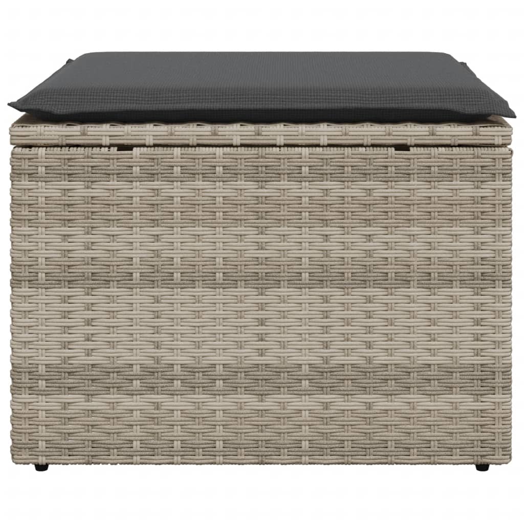 vidaXL Taburet de grădină cu pernă gri deschis, 55x55x37 cm, poliratan vidaXL Taburet de grădină cu pernă gri deschis, 55x55x37 cm, poliratan