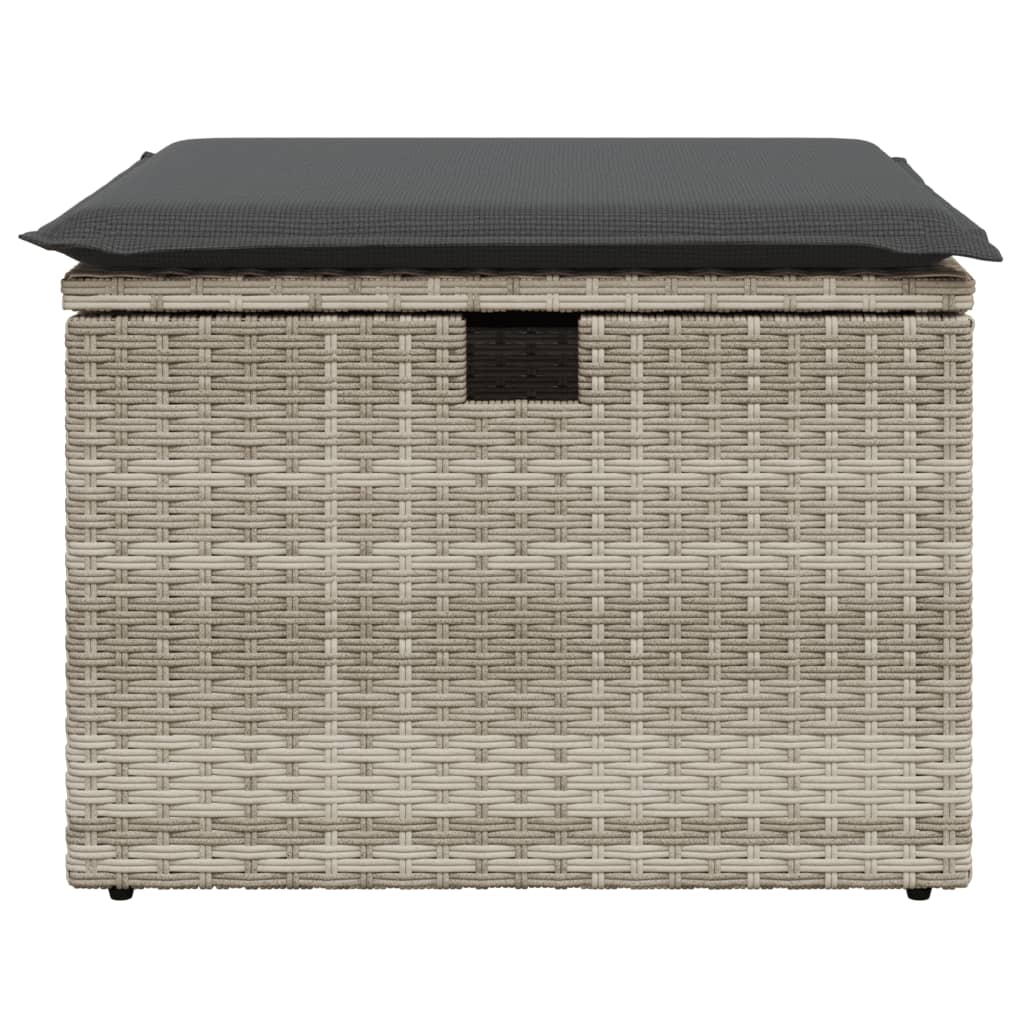 vidaXL Taburet de grădină cu pernă gri deschis, 55x55x37 cm, poliratan vidaXL Taburet de grădină cu pernă gri deschis, 55x55x37 cm, poliratan