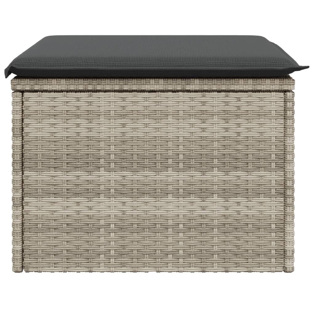 vidaXL Taburet de grădină cu pernă gri deschis, 55x55x37 cm, poliratan vidaXL Taburet de grădină cu pernă gri deschis, 55x55x37 cm, poliratan