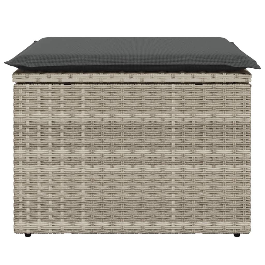 vidaXL Taburet de grădină cu pernă gri deschis, 55x55x37 cm, poliratan vidaXL Taburet de grădină cu pernă gri deschis, 55x55x37 cm, poliratan