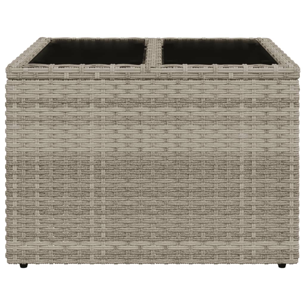 vidaXL Masă de grădină blat sticlă, gri deschis, 55x55x37 cm poliratan vidaXL Masă de grădină blat sticlă, gri deschis, 55x55x37 cm poliratan