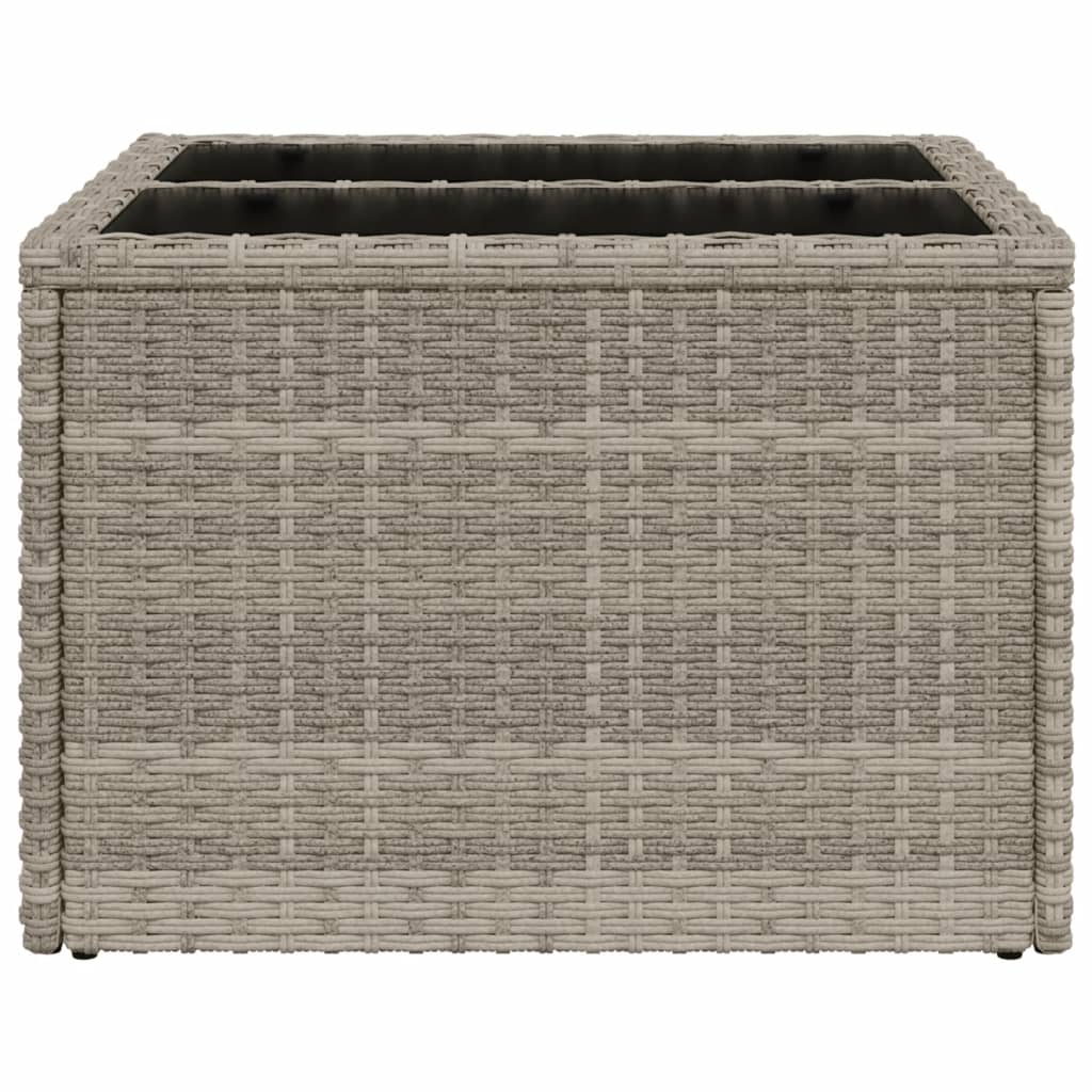 vidaXL Masă de grădină blat sticlă, gri deschis, 55x55x37 cm poliratan vidaXL Masă de grădină blat sticlă, gri deschis, 55x55x37 cm poliratan