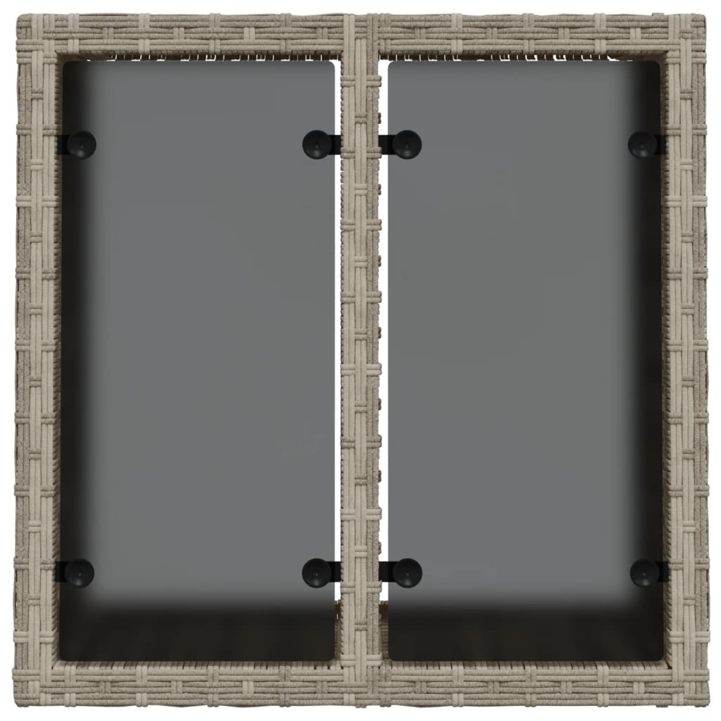 vidaXL Masă de grădină blat sticlă, gri deschis, 55x55x37 cm poliratan vidaXL Masă de grădină blat sticlă, gri deschis, 55x55x37 cm poliratan