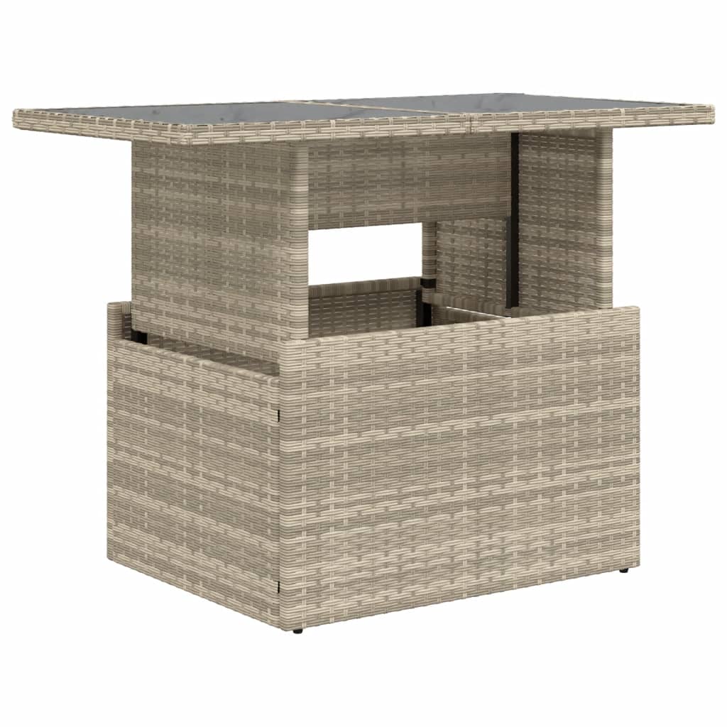 vidaXL Masă de grădină cu blat din sticlă, gri deschis, 100x55x73 cm vidaXL Masă de grădină cu blat din sticlă, gri deschis, 100x55x73 cm