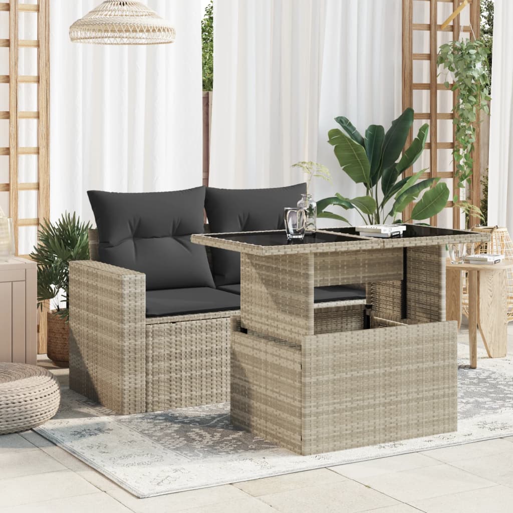 vidaXL Masă de grădină cu blat din sticlă, gri deschis, 100x55x73 cm vidaXL Masă de grădină cu blat din sticlă, gri deschis, 100x55x73 cm