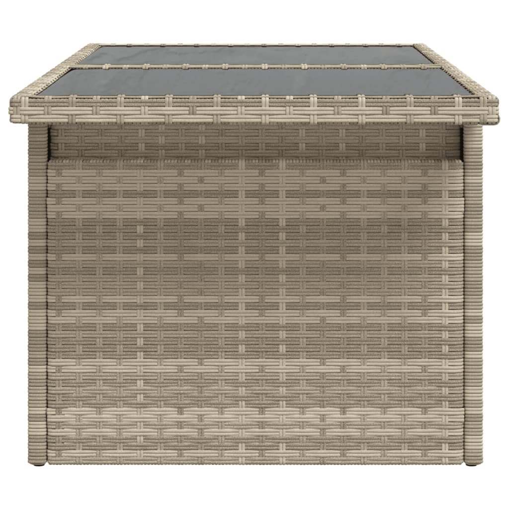 vidaXL Masă de grădină cu blat din sticlă, gri deschis, 100x55x73 cm vidaXL Masă de grădină cu blat din sticlă, gri deschis, 100x55x73 cm