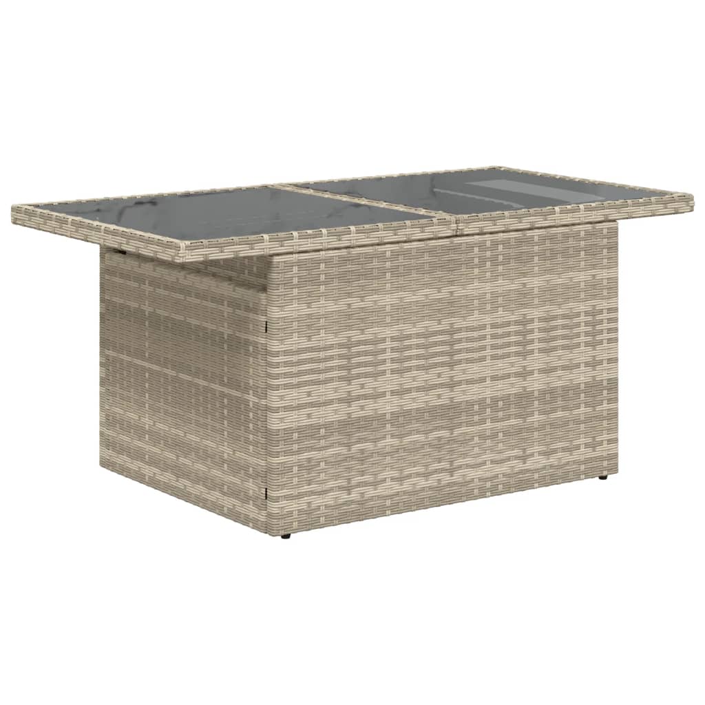 vidaXL Masă de grădină cu blat din sticlă, gri deschis, 100x55x73 cm vidaXL Masă de grădină cu blat din sticlă, gri deschis, 100x55x73 cm