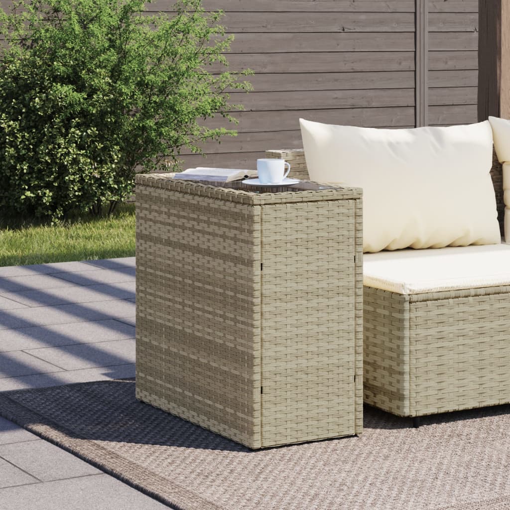 vidaXL Masă laterală grădină, blat sticlă, gri 58x27,5x55 cm poliratan vidaXL Masă laterală grădină, blat sticlă, gri 58x27,5x55 cm poliratan