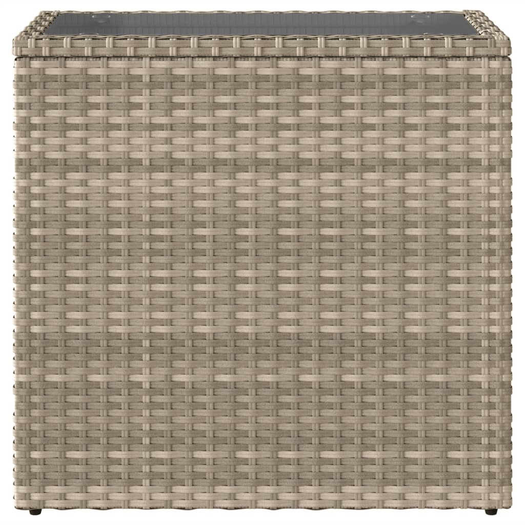 vidaXL Masă laterală grădină, blat sticlă, gri 58x27,5x55 cm poliratan vidaXL Masă laterală grădină, blat sticlă, gri 58x27,5x55 cm poliratan