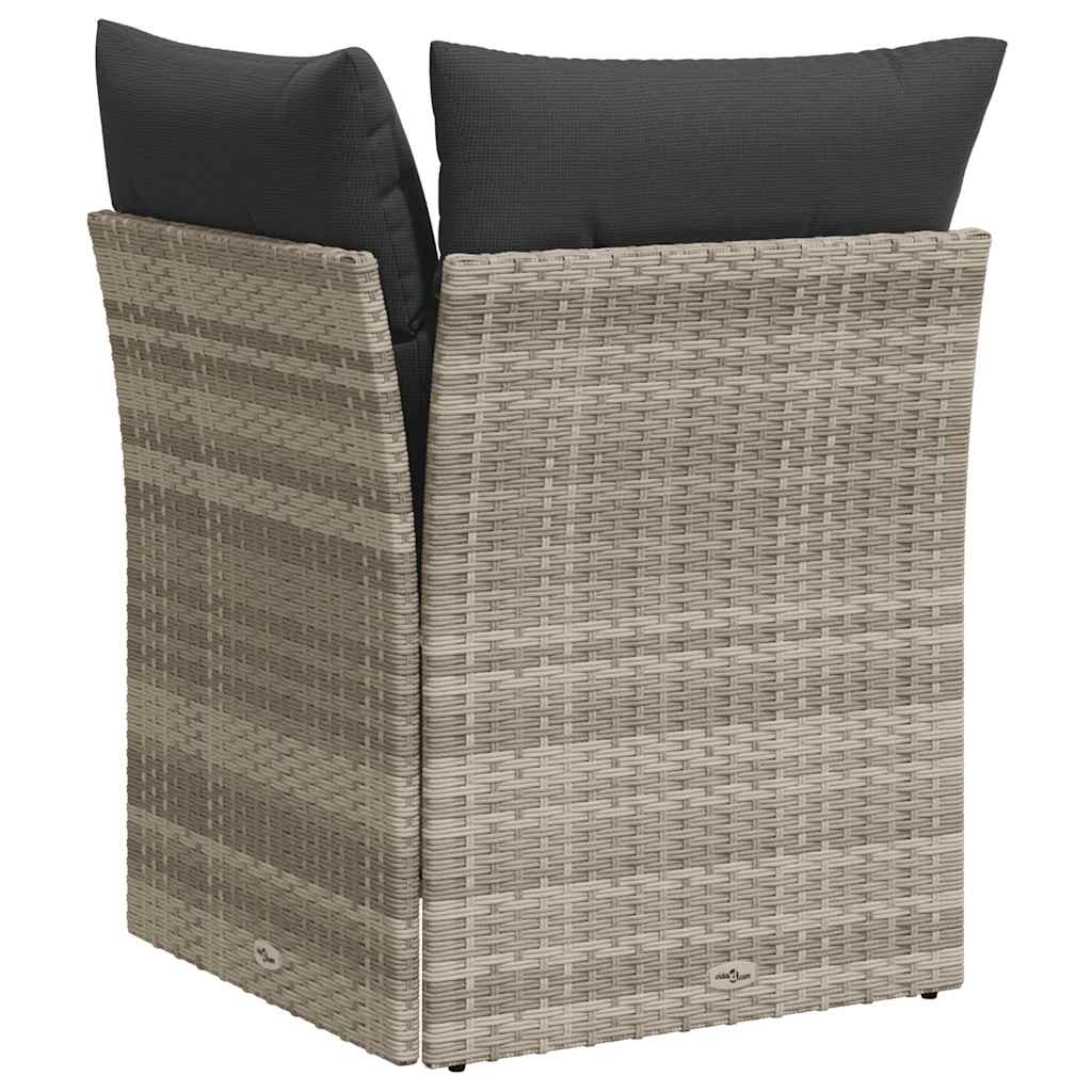 vidaXL Canapea de colț cu pernă de grădină, gri deschis, poliratan