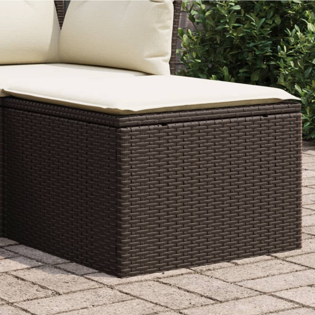 vidaXL Taburet de grădină cu pernă, maro, 55x55x37 cm, poliratan vidaXL Taburet de grădină cu pernă, maro, 55x55x37 cm, poliratan
