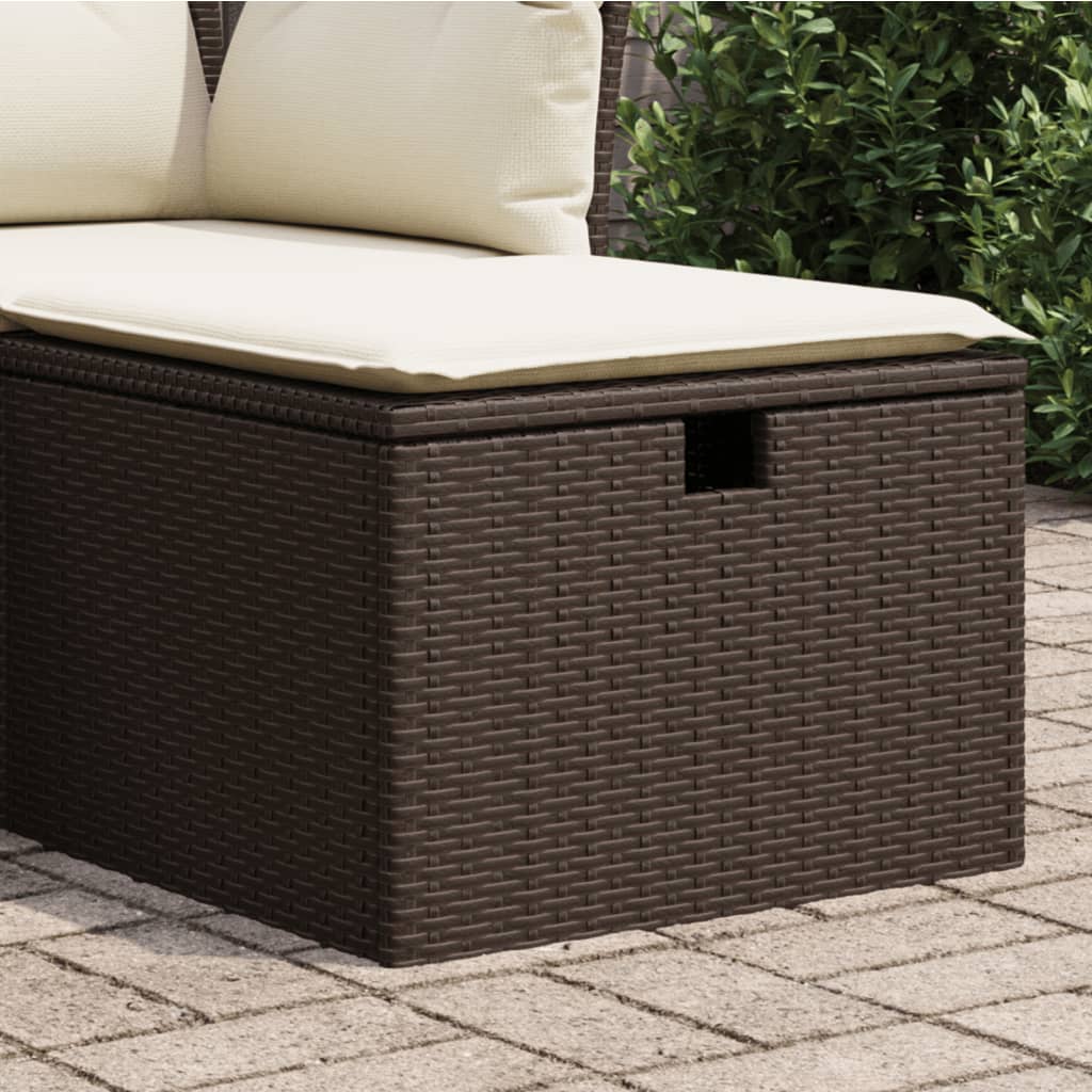vidaXL Taburet de grădină cu pernă, maro, 55x55x37 cm, poliratan vidaXL Taburet de grădină cu pernă, maro, 55x55x37 cm, poliratan
