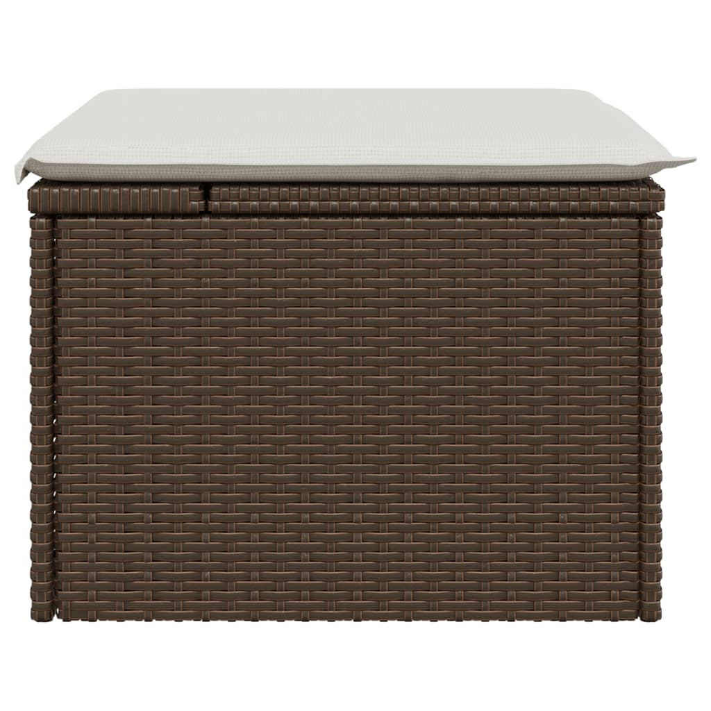 vidaXL Taburet de grădină cu pernă, maro, 55x55x37 cm, poliratan vidaXL Taburet de grădină cu pernă, maro, 55x55x37 cm, poliratan