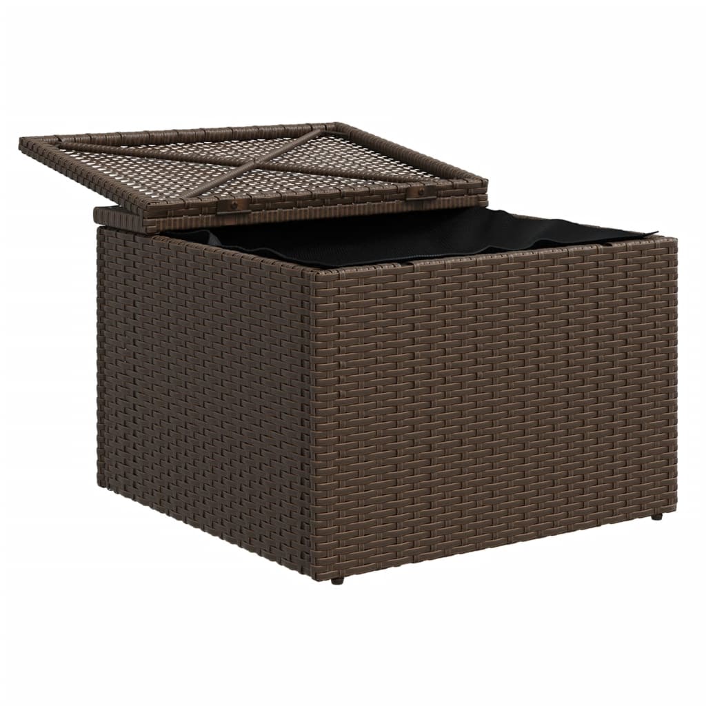 vidaXL Taburet de grădină cu pernă, maro, 55x55x37 cm, poliratan vidaXL Taburet de grădină cu pernă, maro, 55x55x37 cm, poliratan