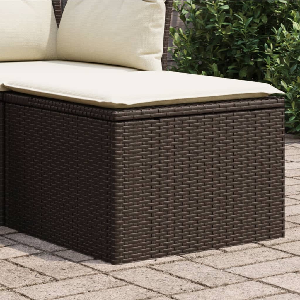 vidaXL Taburet de grădină cu pernă, maro, 55x55x37 cm, poliratan vidaXL Taburet de grădină cu pernă, maro, 55x55x37 cm, poliratan