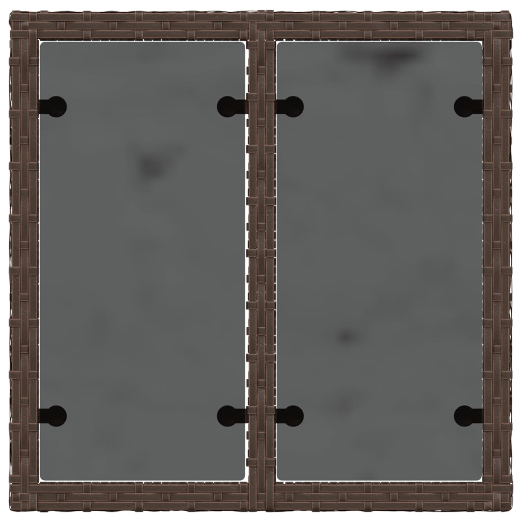 vidaXL Masă de grădină, blat din sticlă, maro, 55x55x37 cm, poliratan