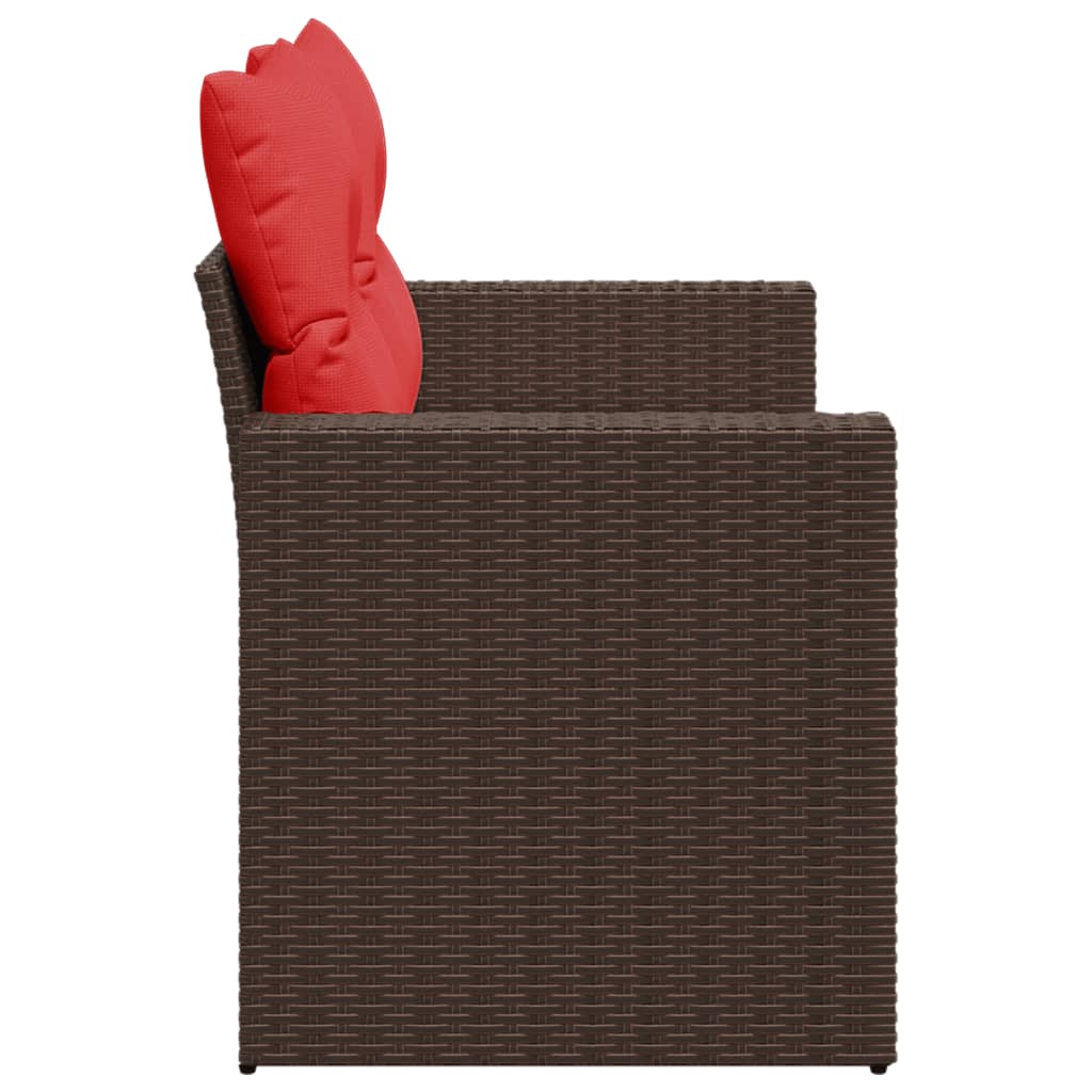 vidaXL Canapea de grădină cu 2 locuri, maro, din poliratan, cu perne