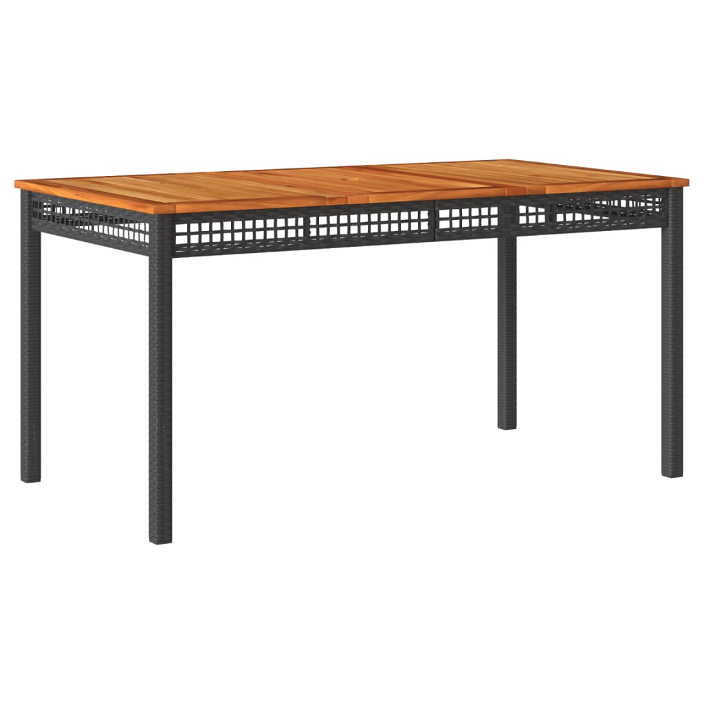 vidaXL Masă de grădină, negru, 140x80x75 cm, poliratan și lemn acacia