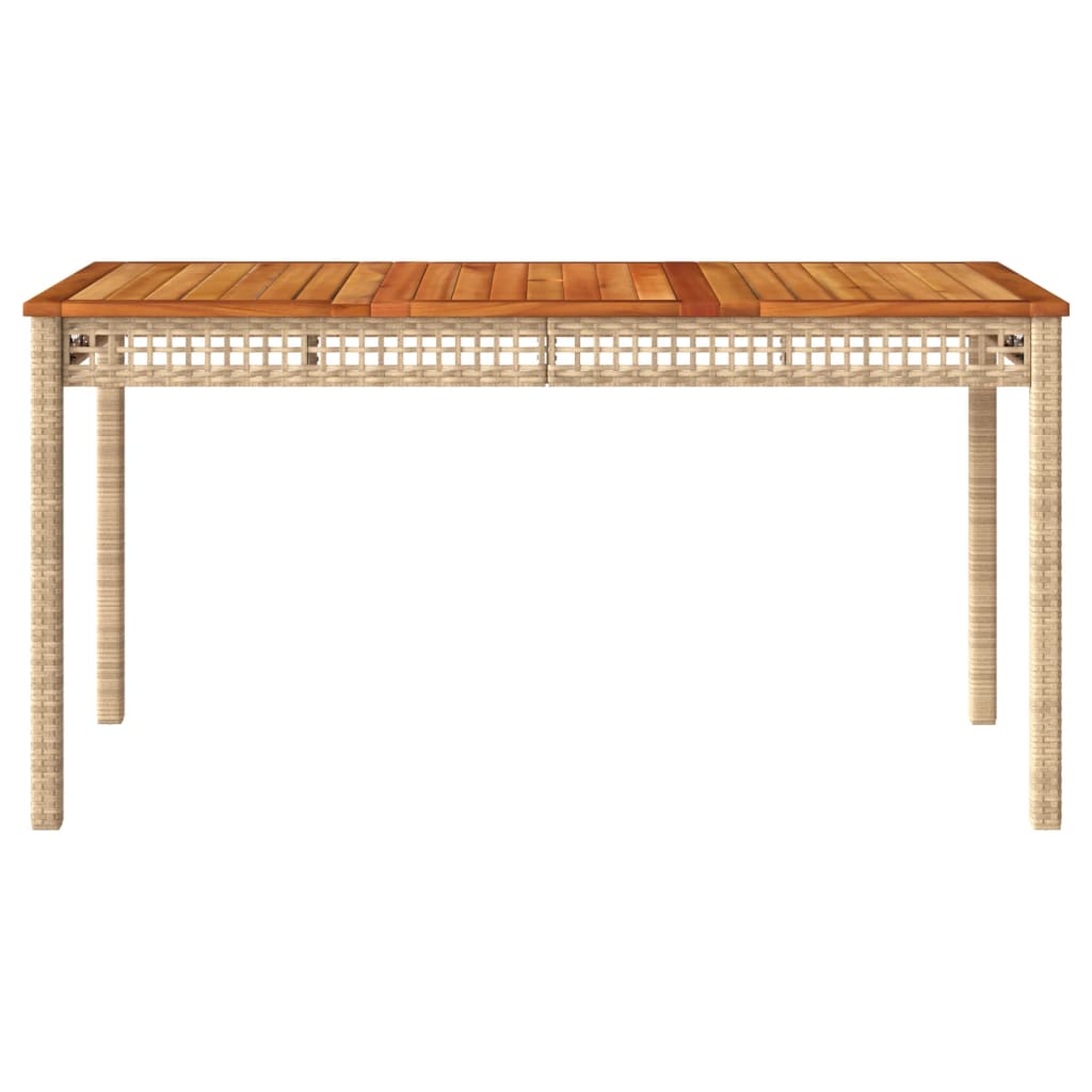vidaXL Masă de grădină, bej, 140x80x75 cm, poliratan și lemn acacia