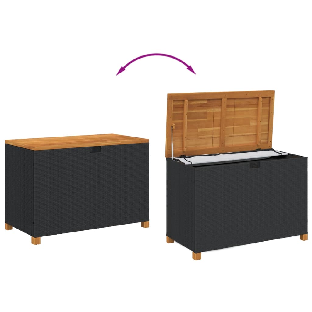 vidaXL Ladă depozitare grădină negru 110x55x63cm lemn acacia poliratan vidaXL Ladă depozitare grădină negru 110x55x63cm lemn acacia poliratan
