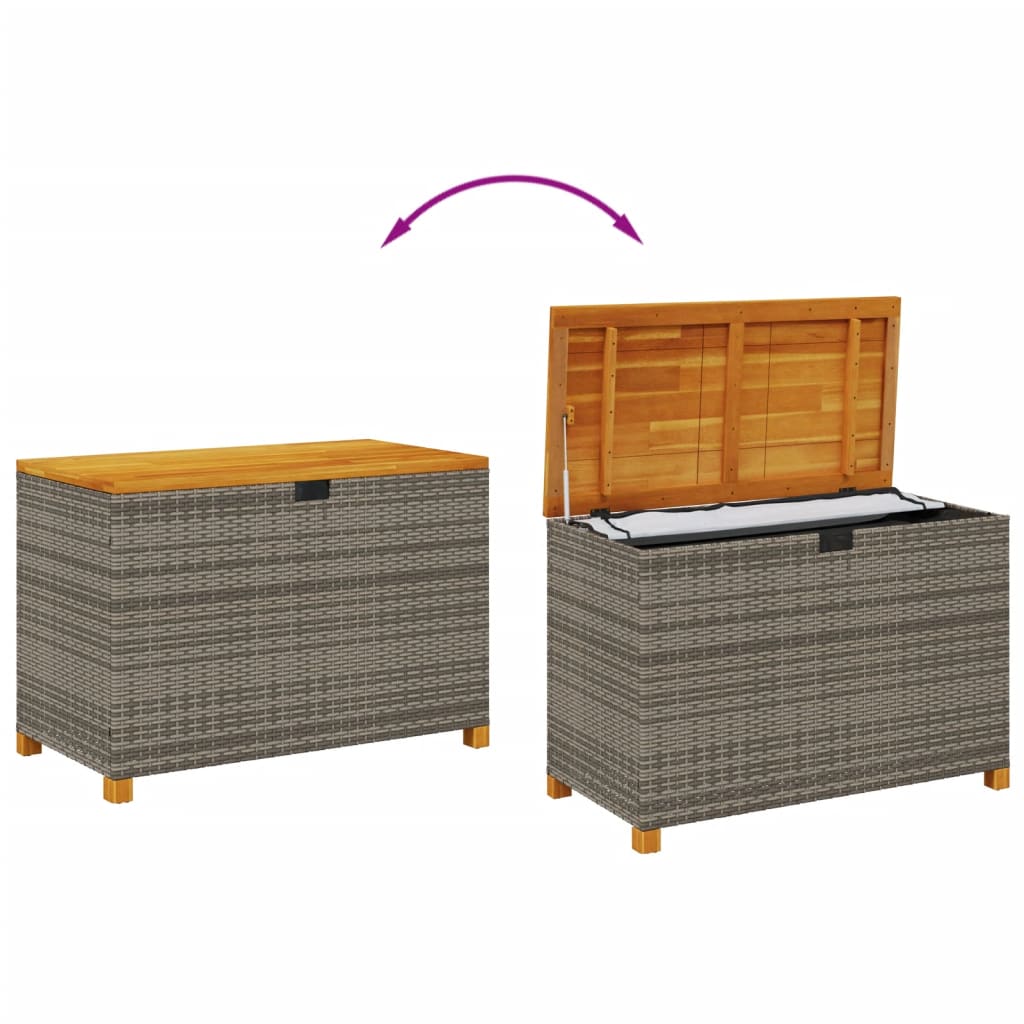 vidaXL Cutie depozitare grădină gri 110x55x63 cm lemn acacia poliratan vidaXL Cutie depozitare grădină gri 110x55x63 cm lemn acacia poliratan