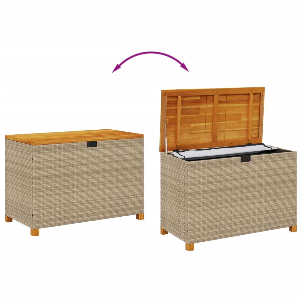 vidaXL Cutie depozitare grădină bej 110x55x63 cm lemn acacia poliratan vidaXL Cutie depozitare grădină bej 110x55x63 cm lemn acacia poliratan