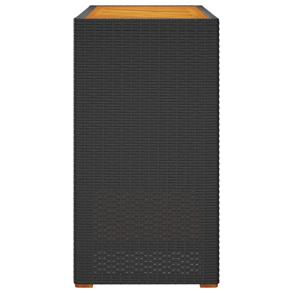 vidaXL Masă laterală de grădină blat lemn negru 100x40x75 cm poliratan