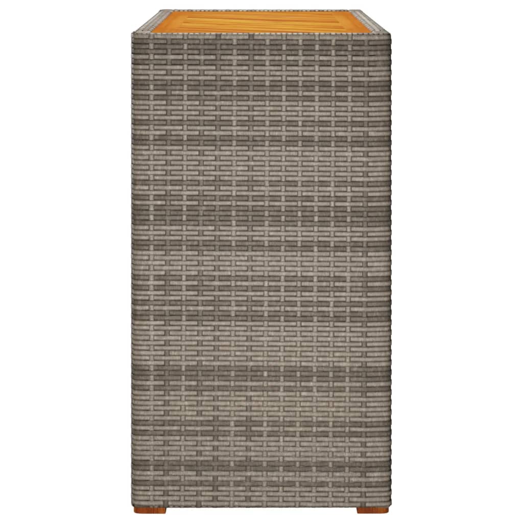 vidaXL Masă laterală de grădină blat lemn, gri, 100x40x75 cm poliratan
