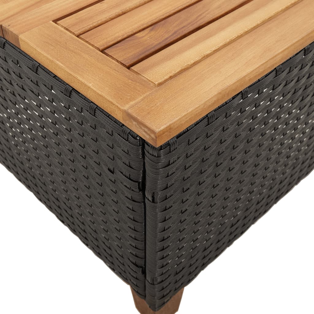 vidaXL Set bistro cu perne, 3 piese, negru, poliratan și lemn acacia vidaXL Set bistro cu perne, 3 piese, negru, poliratan și lemn acacia