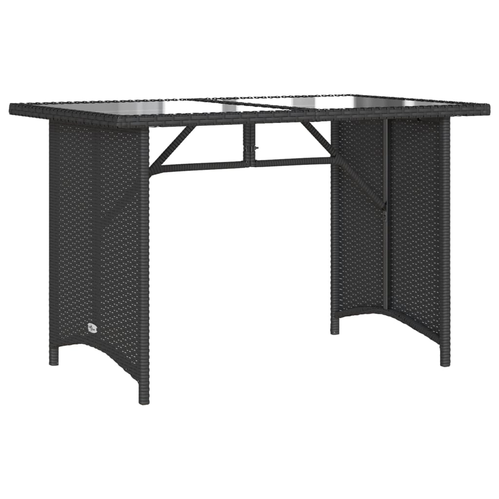 vidaXL Masă grădină cu blat din sticlă, negru, 110x68x70 cm, poliratan