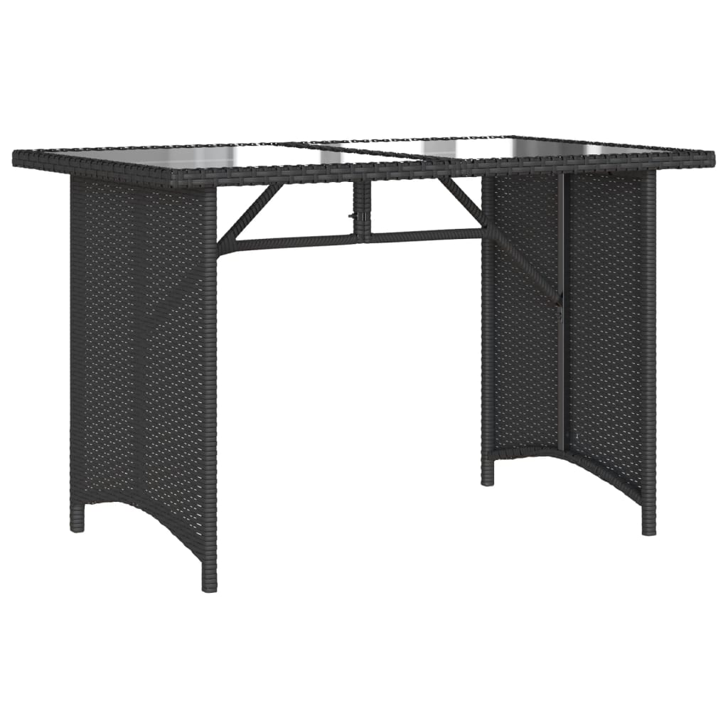 vidaXL Masă grădină cu blat din sticlă, negru, 110x68x70 cm, poliratan