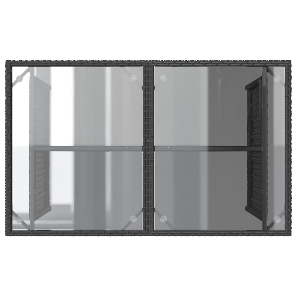 vidaXL Masă grădină cu blat din sticlă, negru, 110x68x70 cm, poliratan