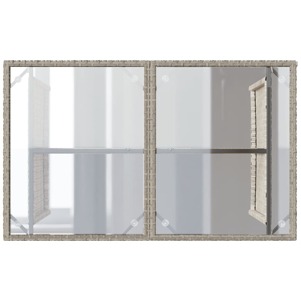 vidaXL Masă de grădină cu blat din sticlă, gri deschis, 110x68x70 cm vidaXL Masă de grădină cu blat din sticlă, gri deschis, 110x68x70 cm