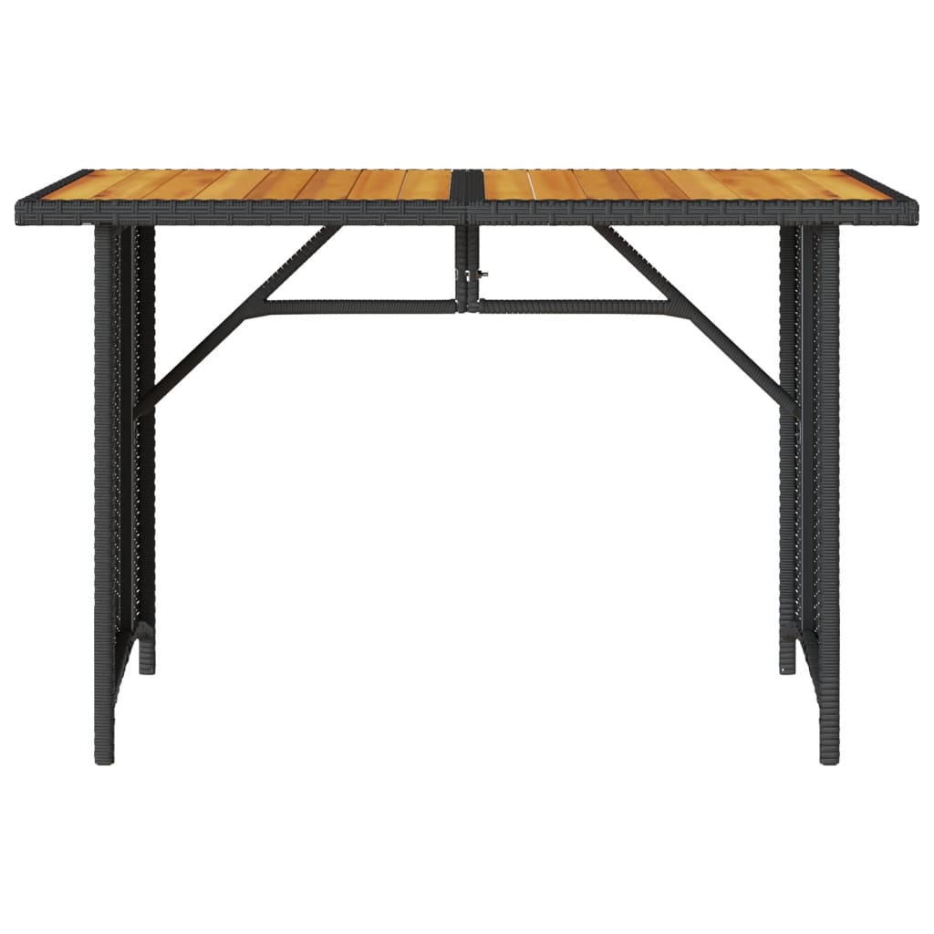 vidaXL Masă de grădină cu blat din lemn, negru 110x68x70 cm poliratan vidaXL Masă de grădină cu blat din lemn, negru 110x68x70 cm poliratan