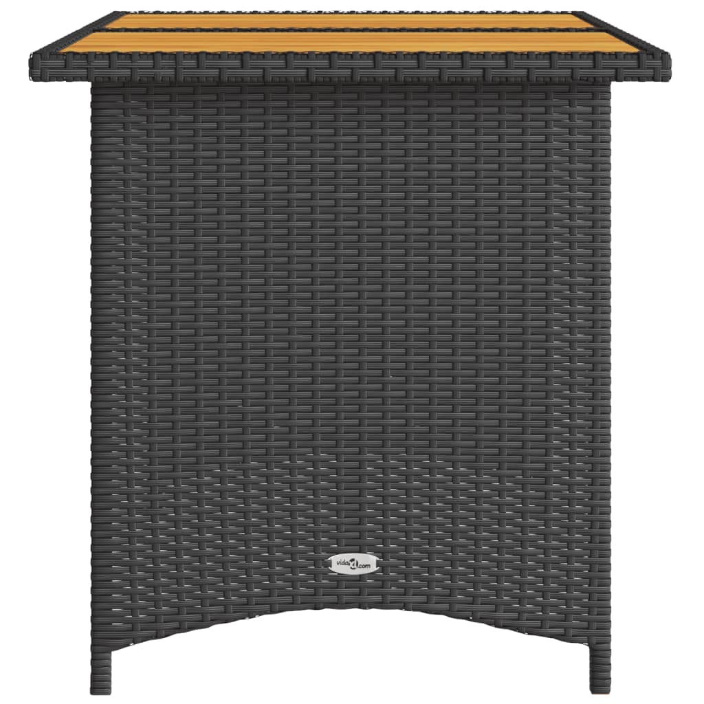 vidaXL Masă de grădină cu blat din lemn, negru 110x68x70 cm poliratan vidaXL Masă de grădină cu blat din lemn, negru 110x68x70 cm poliratan
