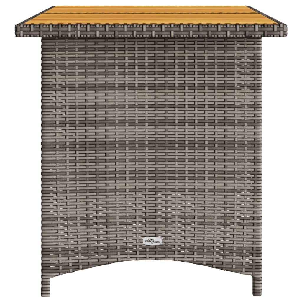 vidaXL Masă de grădină cu blat din lemn, gri, 110x68x70 cm, poliratan vidaXL Masă de grădină cu blat din lemn, gri, 110x68x70 cm, poliratan