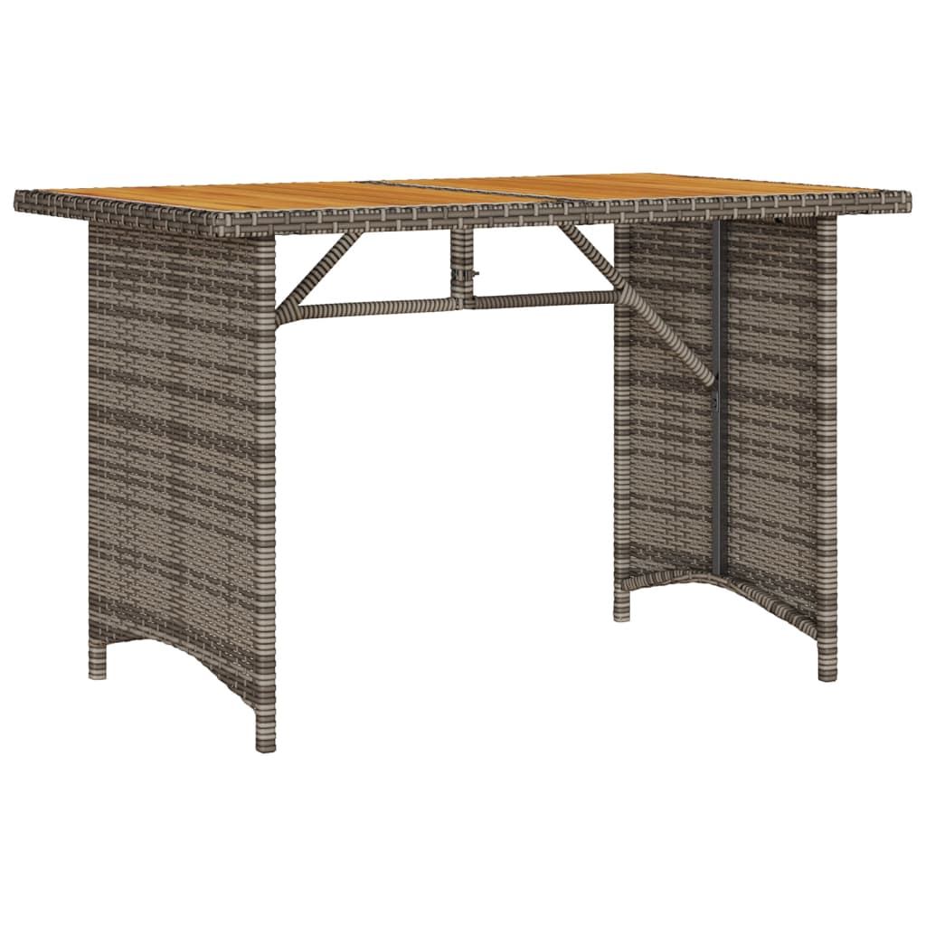 vidaXL Masă de grădină cu blat din lemn, gri, 110x68x70 cm, poliratan vidaXL Masă de grădină cu blat din lemn, gri, 110x68x70 cm, poliratan