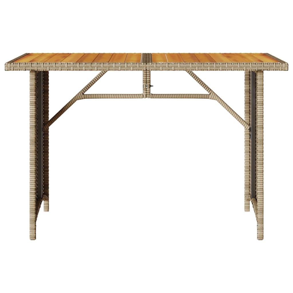 vidaXL Masă de grădină cu blat din lemn, bej 110x68x70 cm poliratan vidaXL Masă de grădină cu blat din lemn, bej 110x68x70 cm poliratan